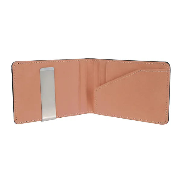 Unisex PU Leather Wallet RFID Blocking Slim Bifold Credit Card Holder With Money Clip