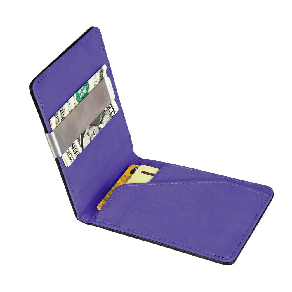 Unisex PU Leather Wallet RFID Blocking Slim Bifold Credit Card Holder With Money Clip